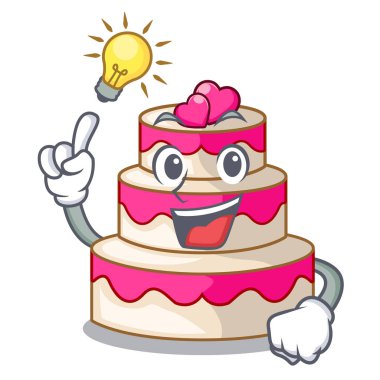 Maskot ile izole bir fikir düğün pastası var