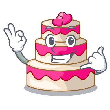 Düğün pastası maskotu ile izole ara beni