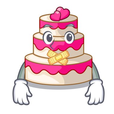 Sessiz düğün pastası maskotu ile izole