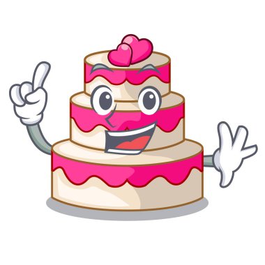 Parmak düğün pastası maskotu ile izole