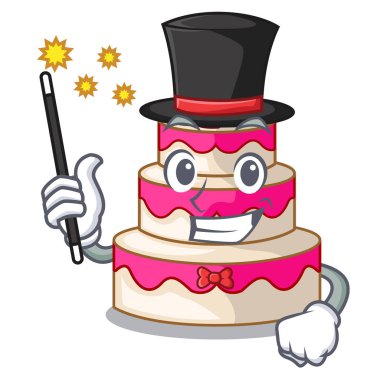 Sihirbaz düğün pastası maskotu ile izole