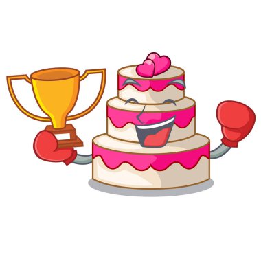 Boks şampiyonu düğün pastası maskotu ile izole