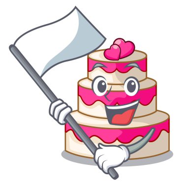 Bayrak düğün pastası maskotu ile izole