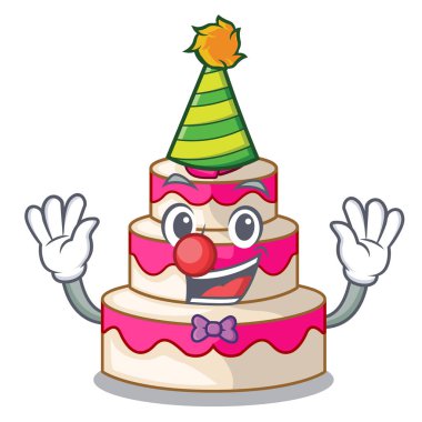 Palyaço düğün pastası maskotu ile izole