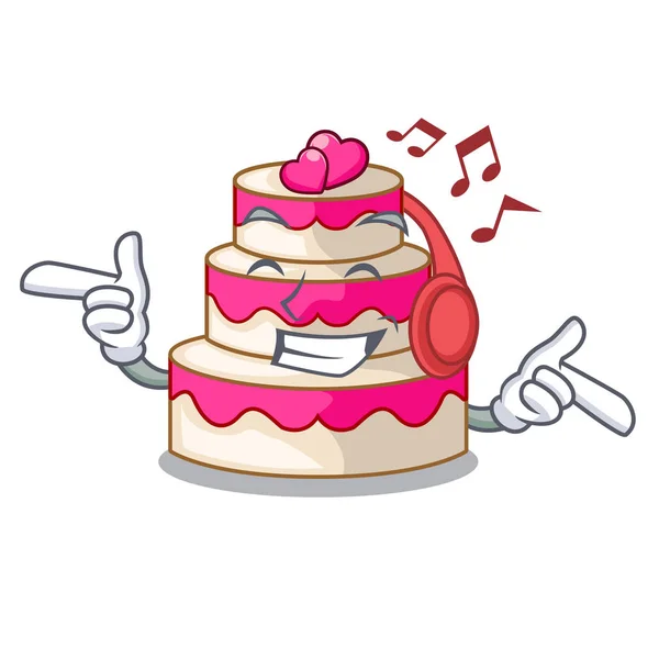 Ακρόαση μουσικής γαμήλια τούρτα στο ψυγείο κινουμένων σχεδίων — Διανυσματικό Αρχείο