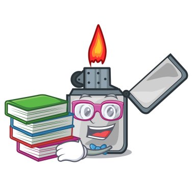 Öğrenci kitap çakmak ile karikatür Çantalar yerleştirilir