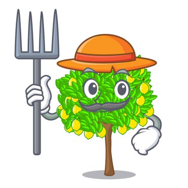 Çiftçi limon ağacı karikatür şeklinde