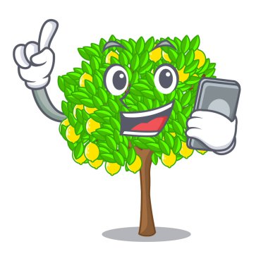 Karikatür şeklinde ile telefon limon ağacı