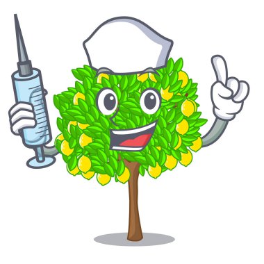 Hemşire limon ağacı maskotu ile izole