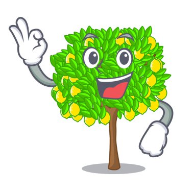 Maskot ile izole iyi limon ağacı