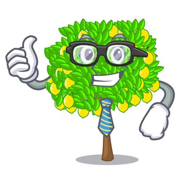 Maskot ile izole iş adamı limon ağacı