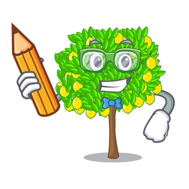Maskot ile izole öğrenci limon ağacı