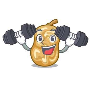 İçinde Fitness kuru üzüm bir karikatür kase