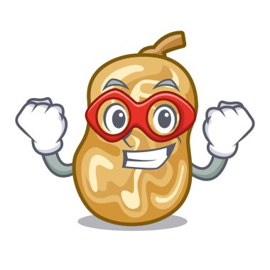 Süper kahraman kuru üzüm ile maskotu izole