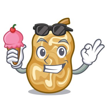 Dondurma kuru üzüm ile maskotu izole