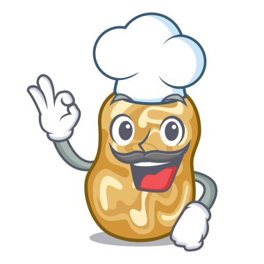 Şef kuru üzüm ile maskotu izole