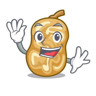 Kuru üzüm ile maskotu izole sallayarak