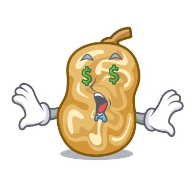 Ahşap çizgi film tablosunun üstünde para göz kuru üzüm