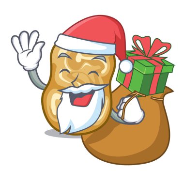 Tablonun üst kısmındaki ahşap karikatür hediye üzümlü Santa