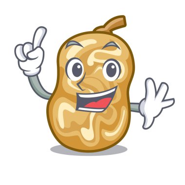 Ahşap çizgi film tablosunun üstünde parmak kuru üzüm