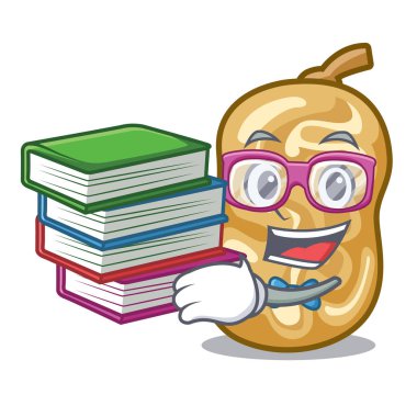 Ahşap çizgi film tablosunun üstünde kitap üzümlü öğrenci