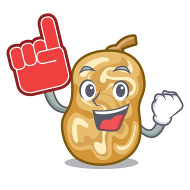 Ahşap çizgi film tablosunun üstünde köpük parmak kuru üzüm