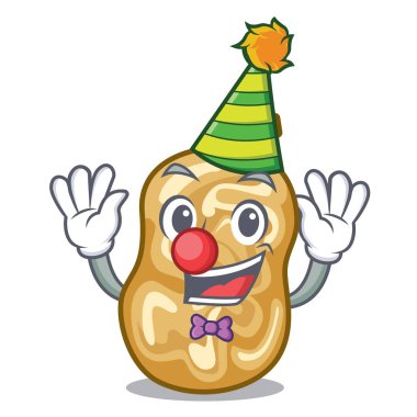 Ahşap çizgi film tablosunun üstünde palyaço kuru üzüm