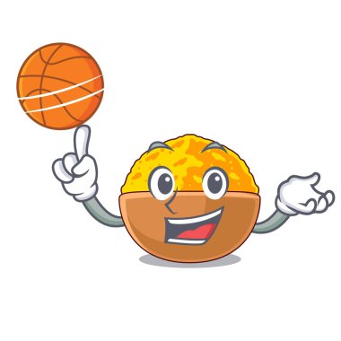 Maskot ile izole basketbol zerdeçal tozu ile