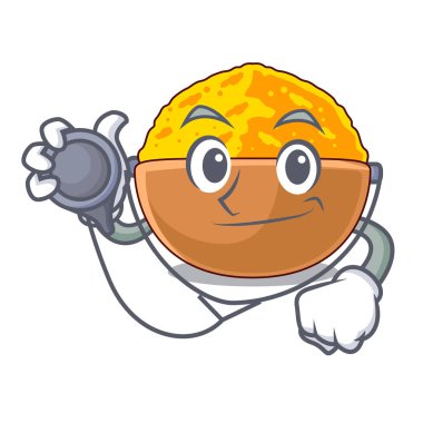 Doktor zerdeçal tozu maskotu ile izole