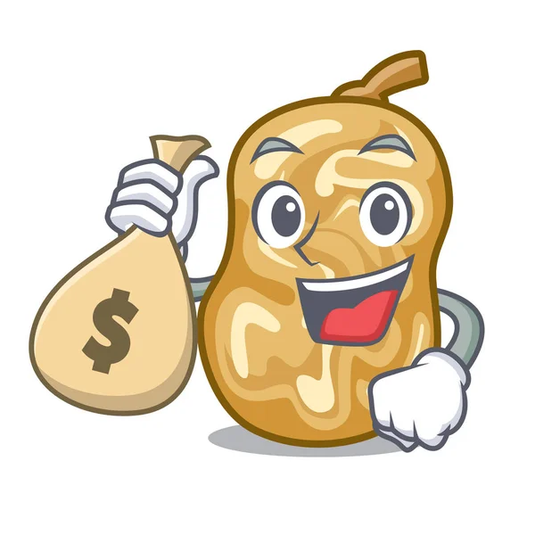 With money bag raisins in a the cartoon bowl — Stock Vector