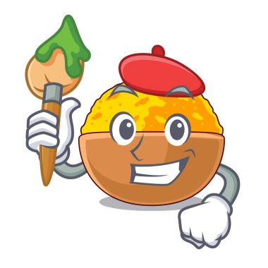 Maskot ile izole sanatçı zerdeçal tozu