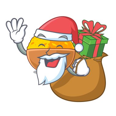 Noel Baba hediye zerdeçal tozu ile ahşap karikatür tablo yerleştirilir