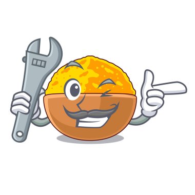 Ahşap çizgi film tablo yerleştirilen tesisatçı zerdeçal tozu