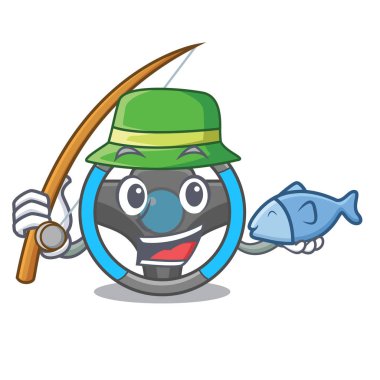 Direksiyon simidi bir maskot kutusunda Balık tutma