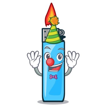 Palyaço plastik çakmaklar tablolar üzerinde ahşap çizgi film