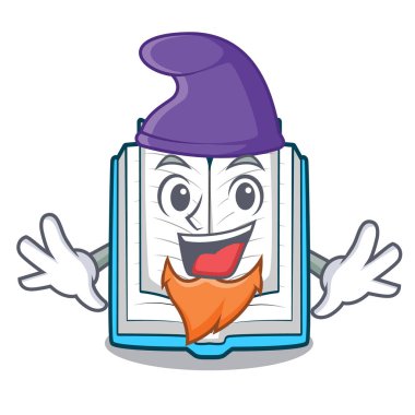 Elf açılan kitap karikatür masada