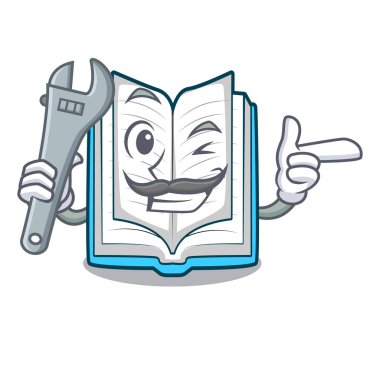 Çizgi film kutusunda mekanik açık kitap