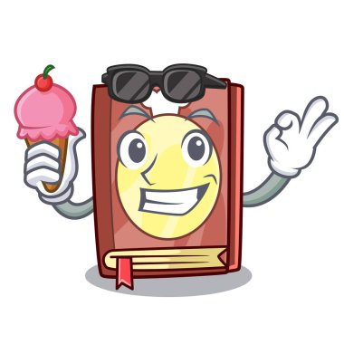 Dondurma yemek tarifi kitabı ile izole karikatür