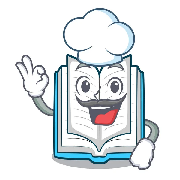 Chef abrió libro aislado en el personaje — Vector de stock