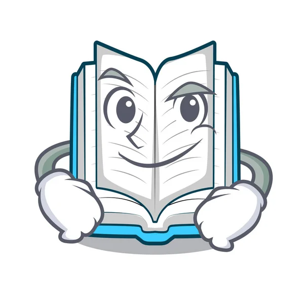 Sonriente libro abierto aislado en el personaje — Vector de stock