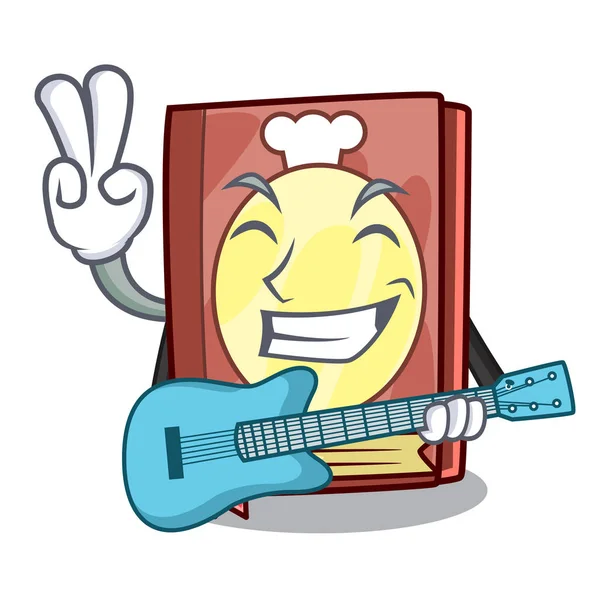 Met receptenboek van de gitaar in de vorm van de cartoon — Stockvector
