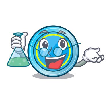 Profesör frizbi ile izole karikatür