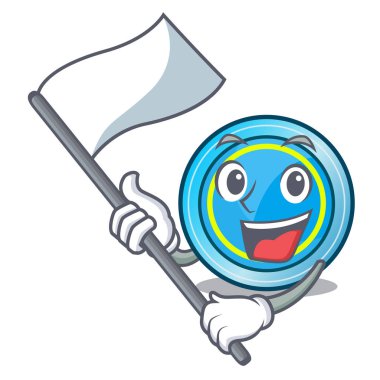 İle frizbi sonraki bir ahşap karikatür masa bayrağı