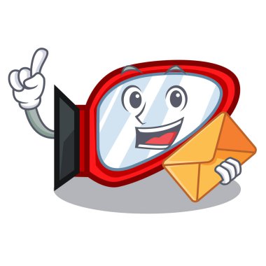 Zarf yan ayna ile karikatür şeklinde