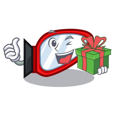 Hediye yan ayna ile bir çizgi film kutusunda