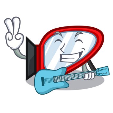 Gitar yan ayna ile bir çizgi film kutusunda