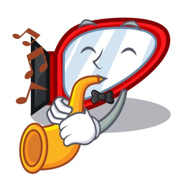 Trompet yan ayna ile bir çizgi film kutusunda