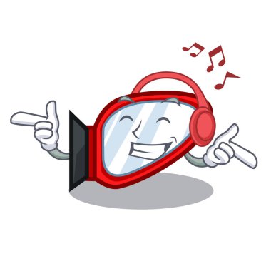 Bir çizgi film kutusunda dinleme müzik yan ayna