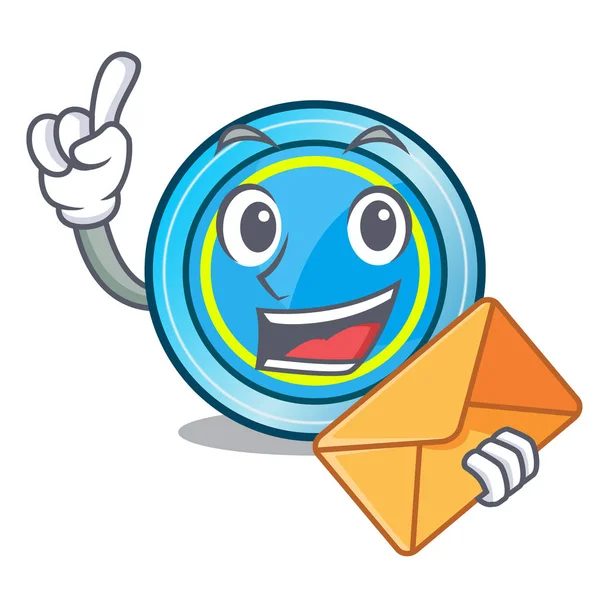Avec enveloppe frisbee isolé avec dans le dessin animé — Image vectorielle