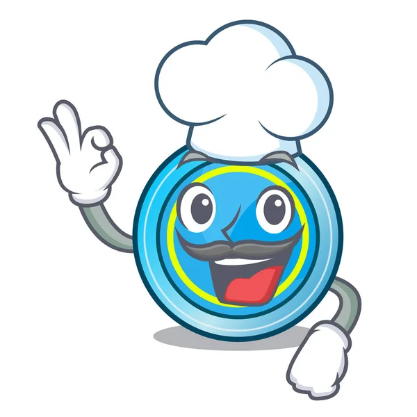 Chef frisbee isolado com no desenho animado — Vetor de Stock